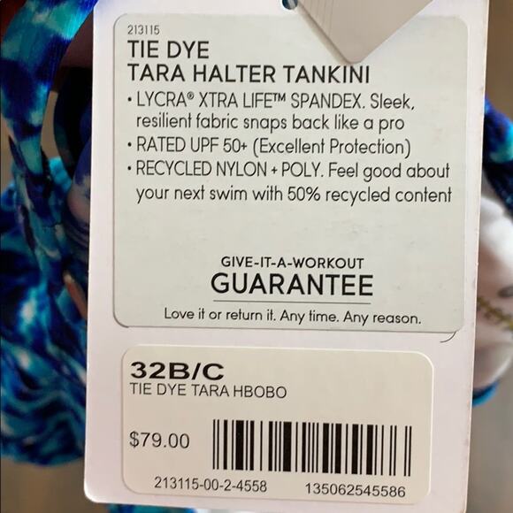 Athleta Blue Tie-Dye Halter Tankini Top - Picture 3 of 5